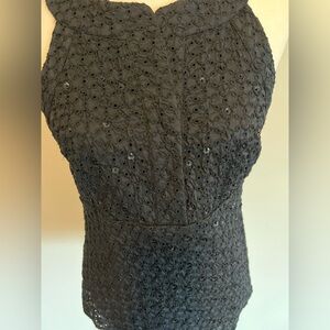 Lafayette 148 New York Black Sequin Tank Top size 2